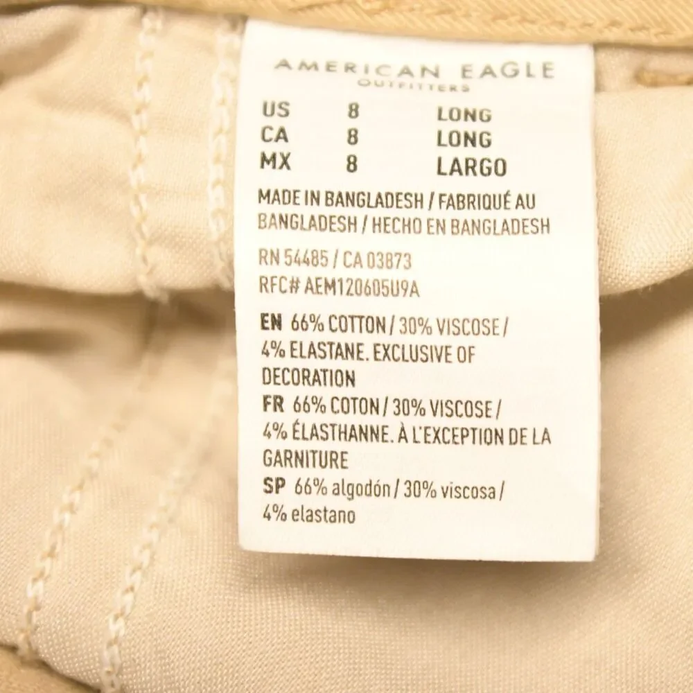 American Eagle Beige Stretch‎ Kick Boot Cut Jeans Womens 8 Long